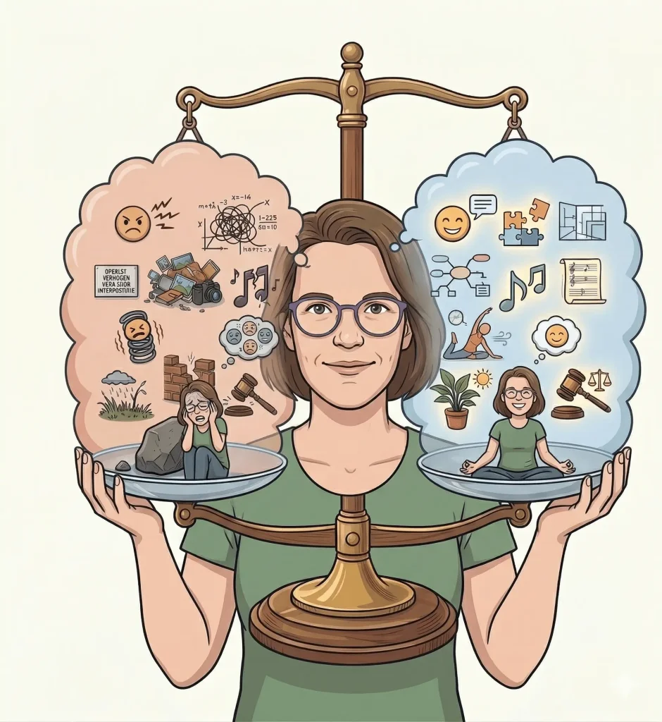 Davinia houdt ideeënwolken vast die de basis vormen voor de Draagbalans